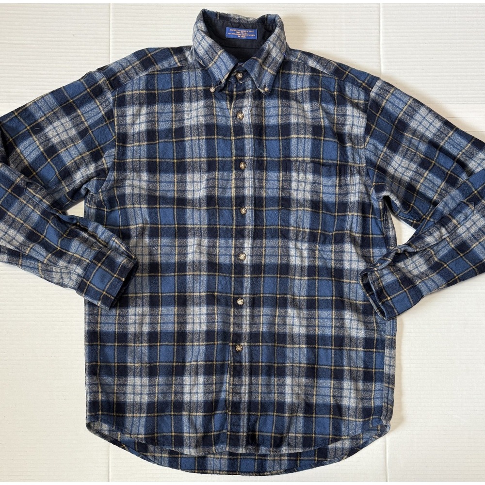 PENDLETON - Men's Vintage 100% Pure Virgin Wool Long Sleeve Plaid Shirt -Medium